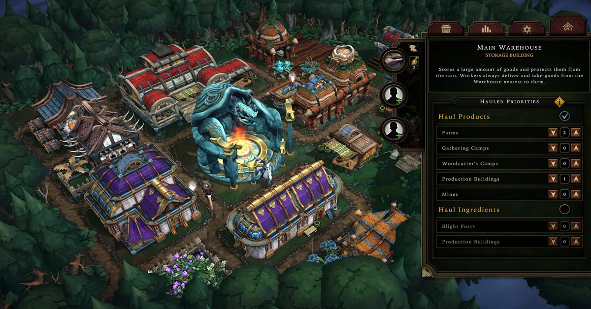 Interface de gestion des ressources dans Against the Storm