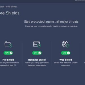 Avast Premium Security 2022 - Boucliers de base