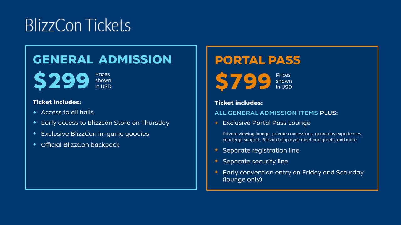 Billets BlizzCon, Admission générale et Portal Pass