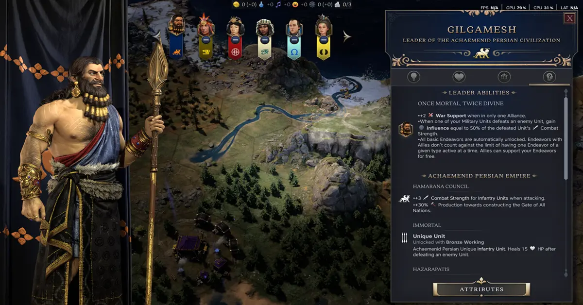 Artwork officiel de Civilization 7 montrant des dirigeants historiques et une métropole tentaculaire