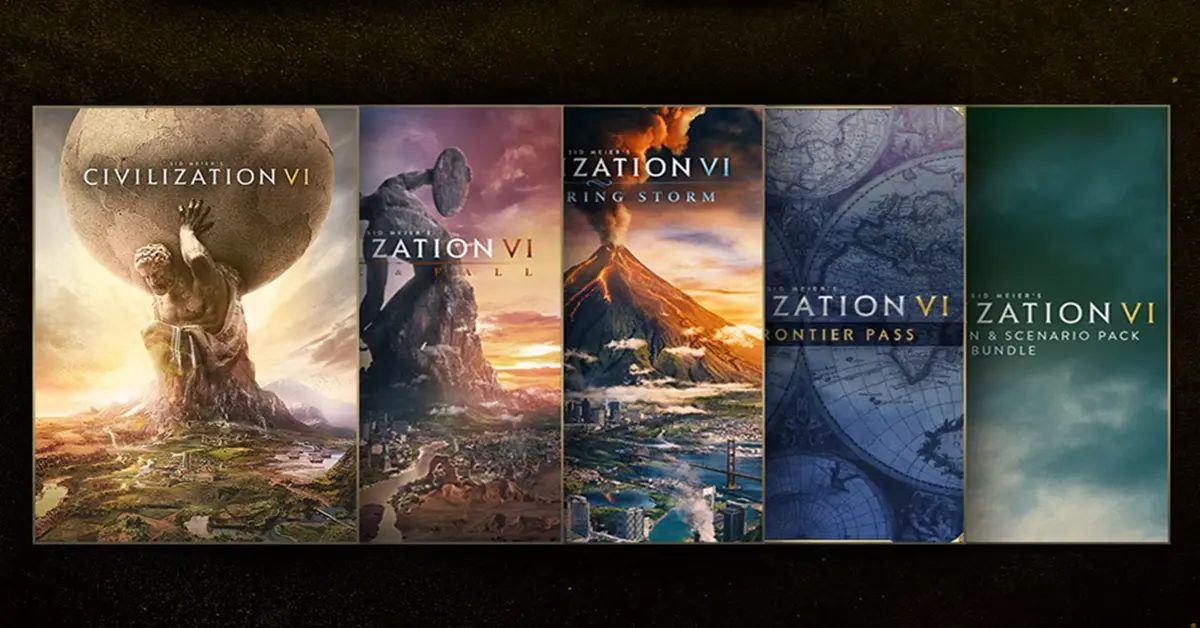 Civilization VI main menu and expansion selection screen