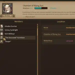 Crown and Adventure - Onglet Organisation