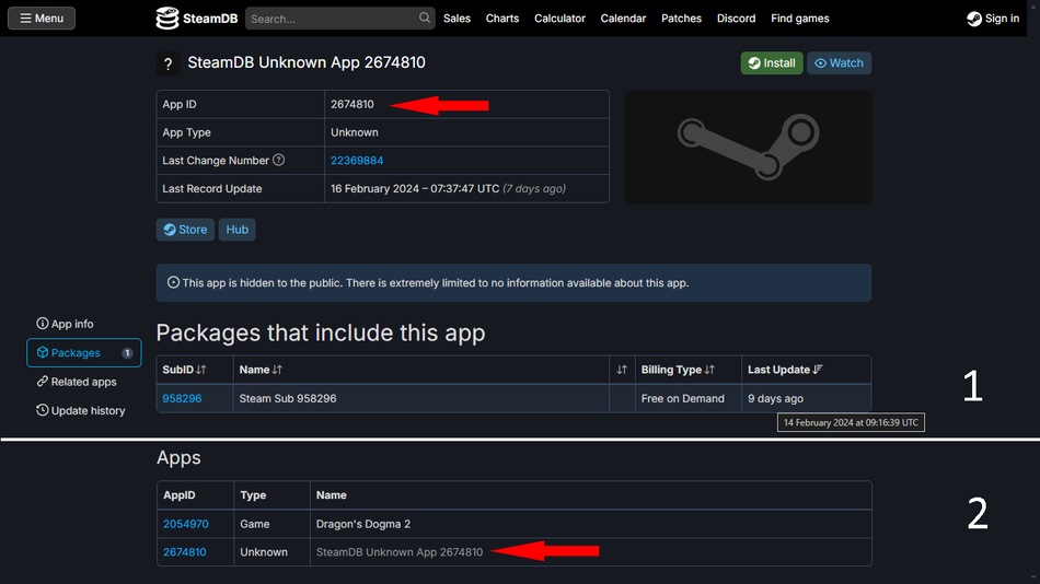 Page SteamDB de Dragon’s Dogma et démo potentielle gratuite sur demande
