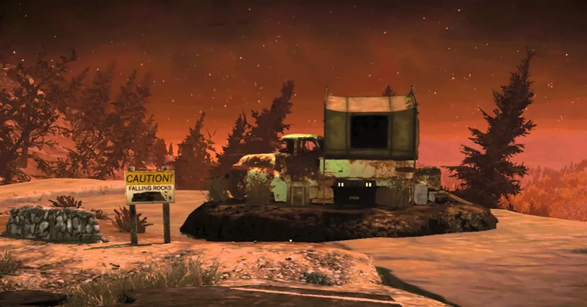 Un joueur utilisant la Tente de survie déployable dans une zone fortement irradiée de Fallout 76.