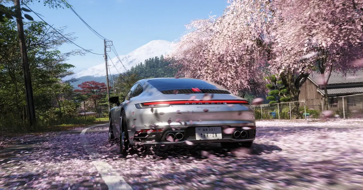 Capture d'écran Forza Horizon 6 route cerisiers en fleurs Japon