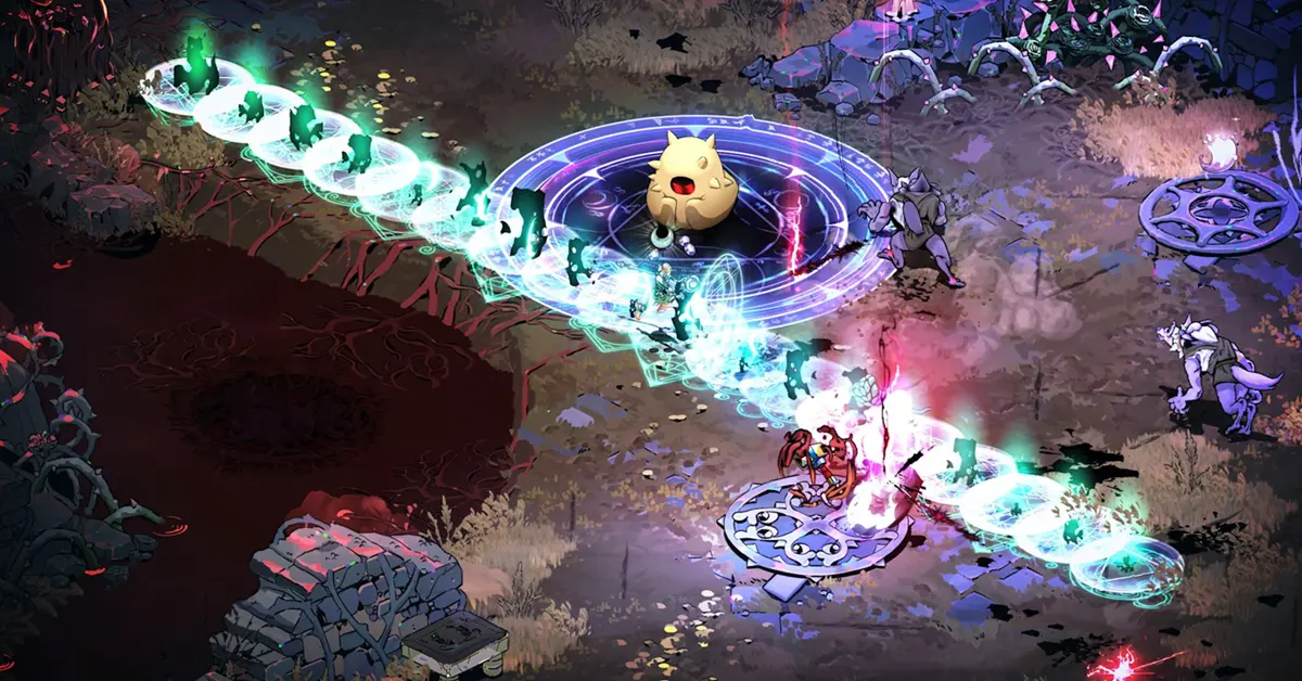 Gameplay de combat dans Hades II montrant Melinoë utilisant une capacité lunaire