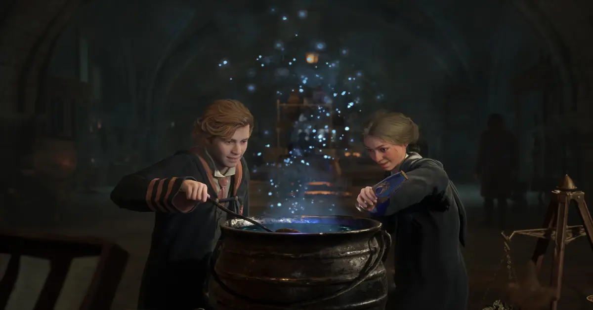Un personnage fabriquant des potions dans la Salle sur Demande