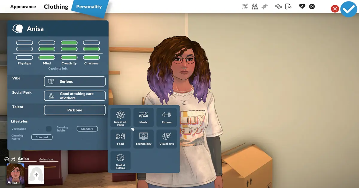 Gameplay de précommande PC de Paralives montrant la création de personnage avec Paramaker