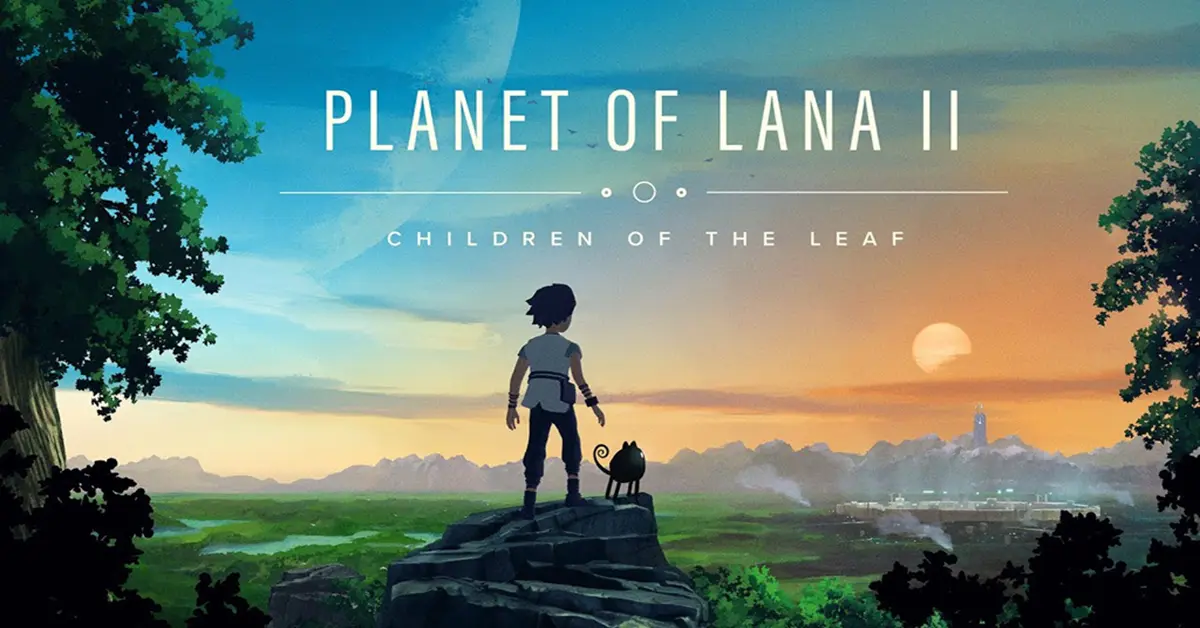Lana et Mui surplombant une forêt extraterrestre vibrante dans Planet of Lana II.