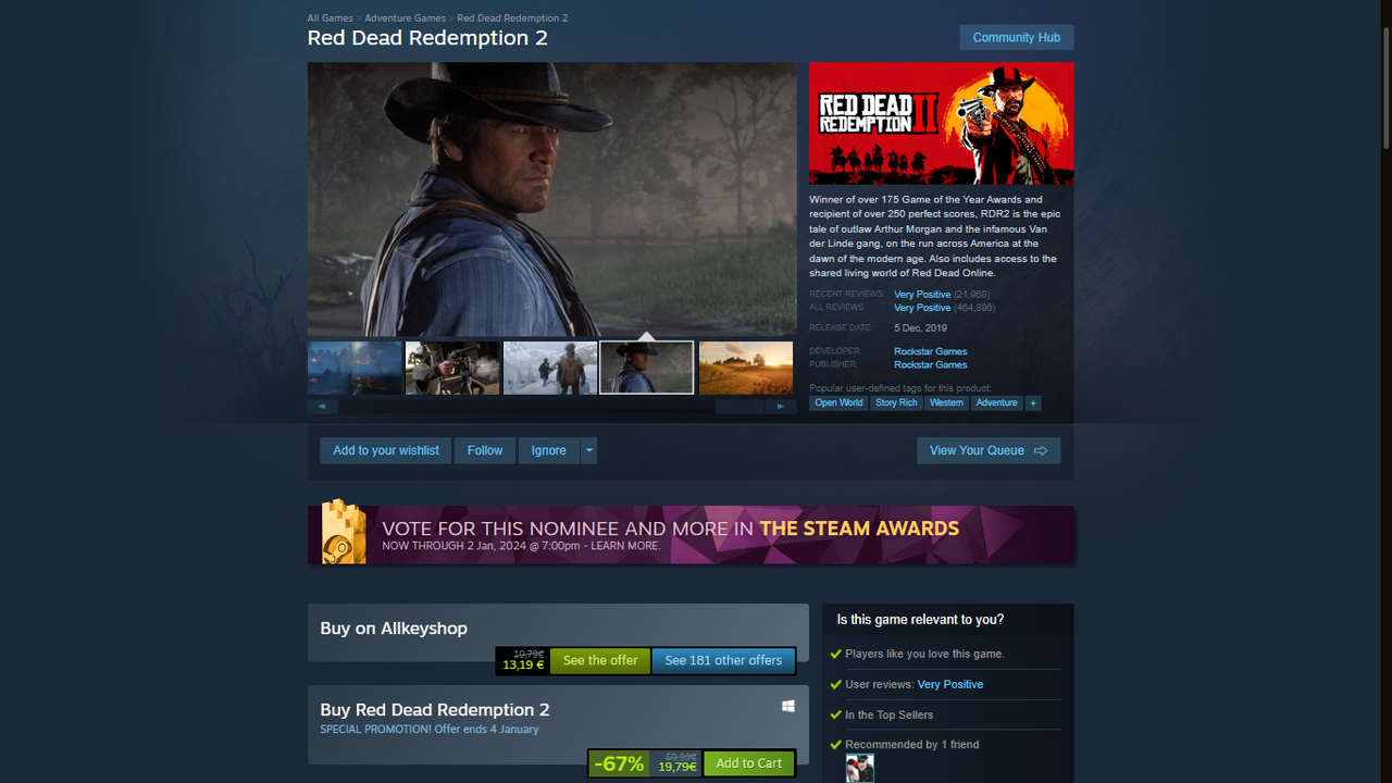 Red Dead Redemption Steam Winter Sale