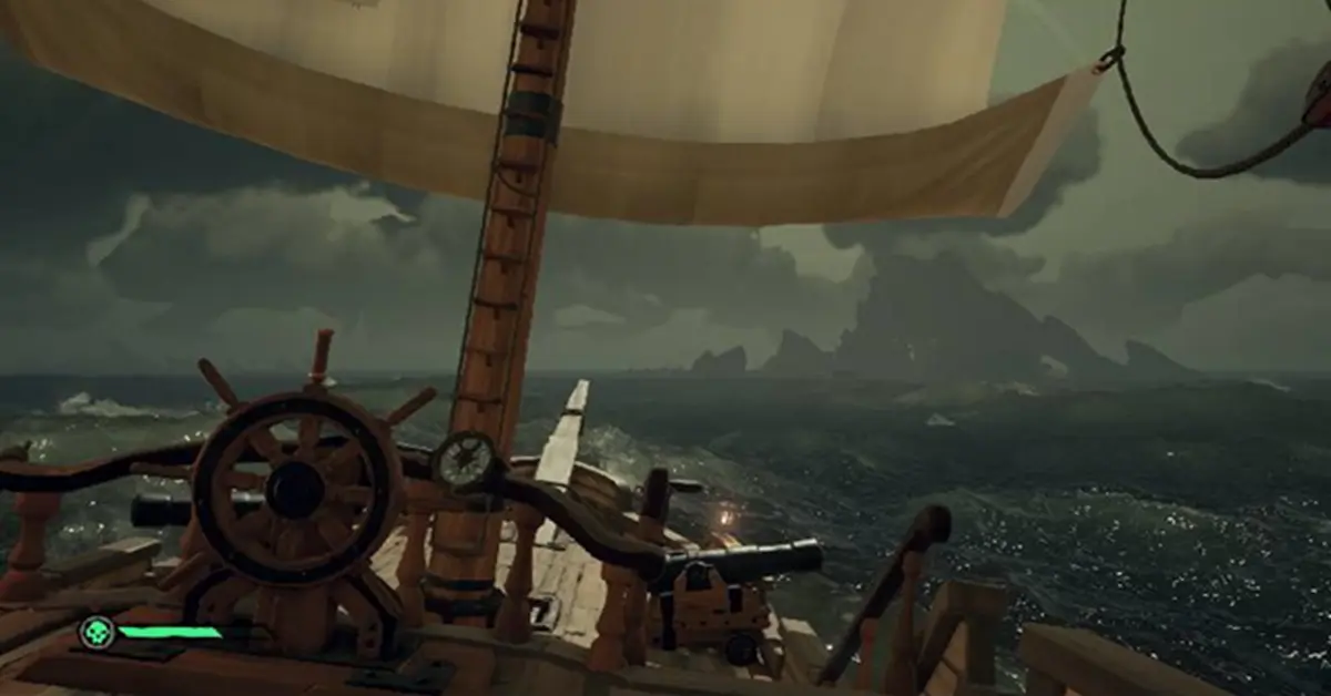 Un galion naviguant à travers une violente tempête dans Sea of Thieves Édition 2026.