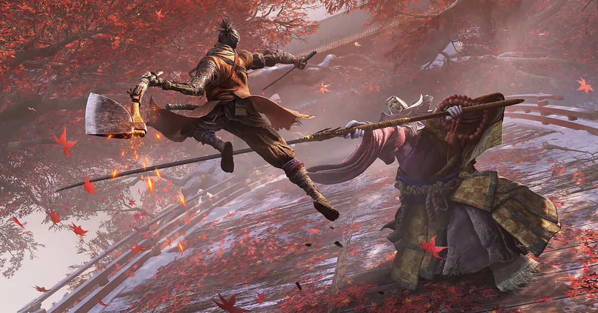Le Loup exécutant une déviation parfaite contre un boss dans Sekiro