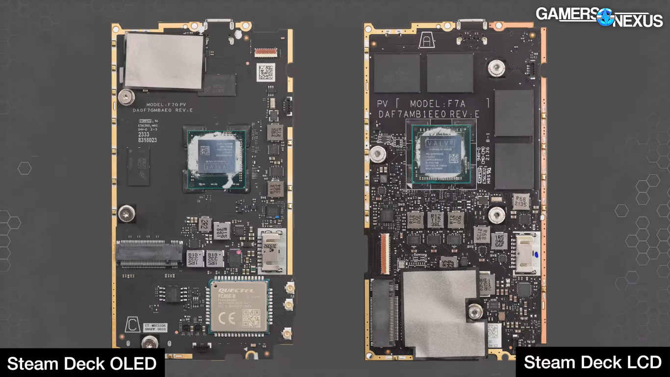 Steam Deck LCD motherboard vs OLED motherboard by Gamer Nexus