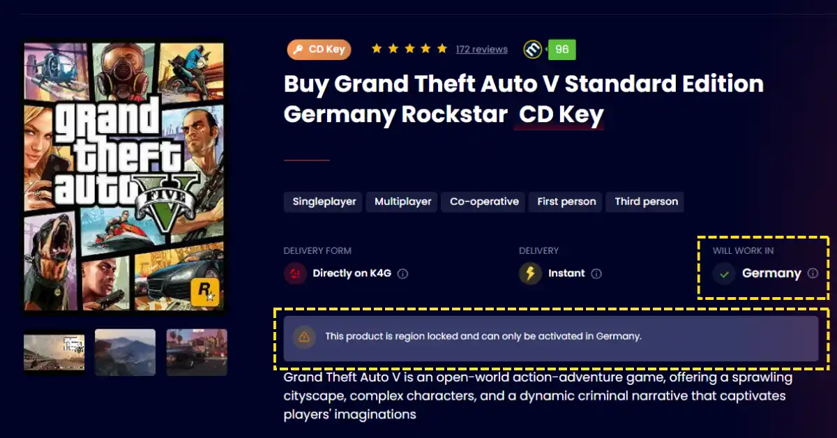 Vérifiez les restrictions pays/régions du jeu