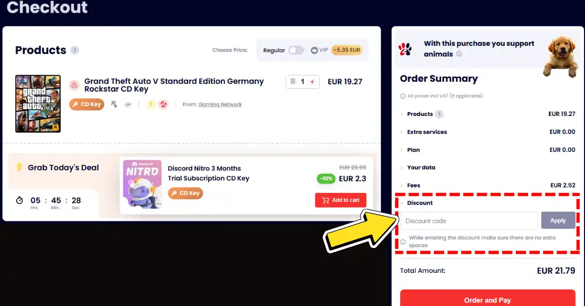 Appliquez le coupon de réduction sur la page de paiement de la boutique