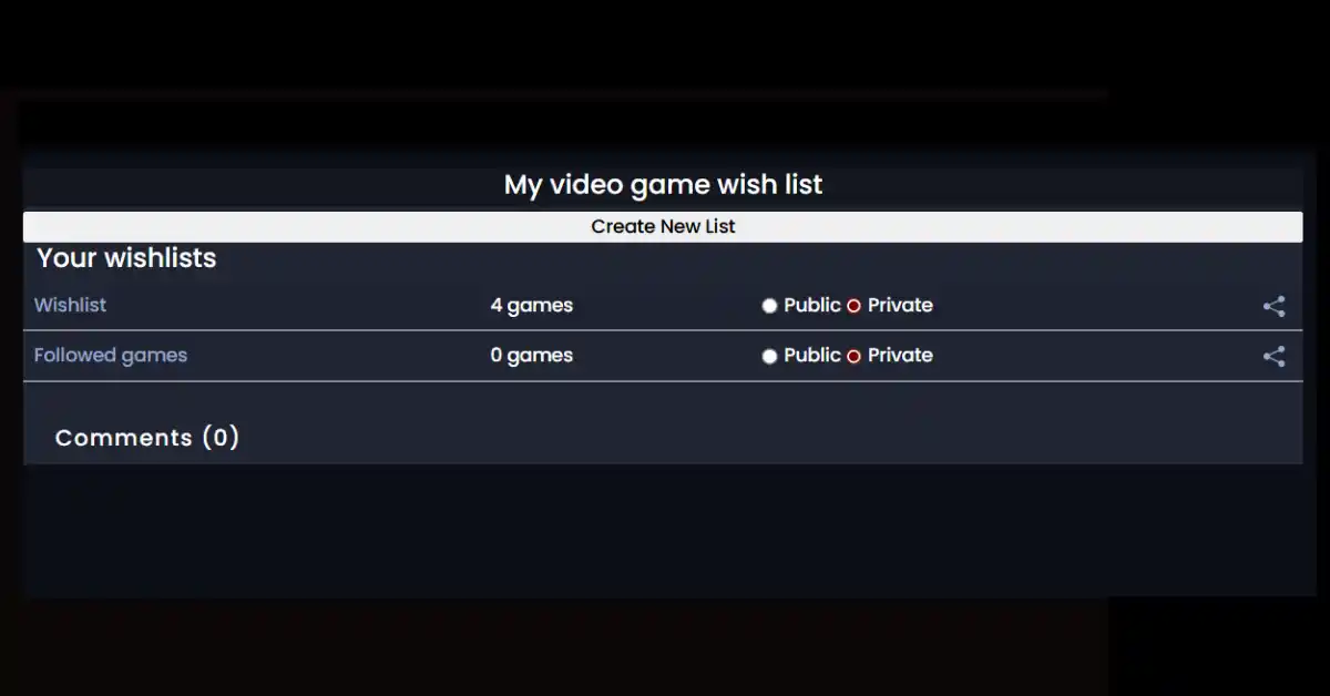 Ma liste de souhaits de jeux vidéo