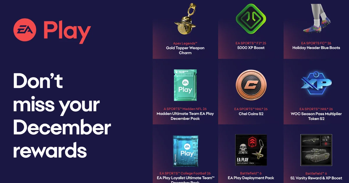 EA Play December 2025 Rewards