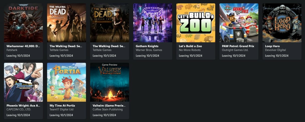 jeux quittant le Xbox Game Pass le 30 septembre