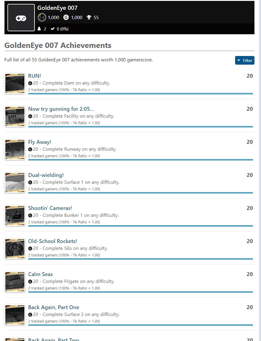 goldeneye 007 xbox réalisations