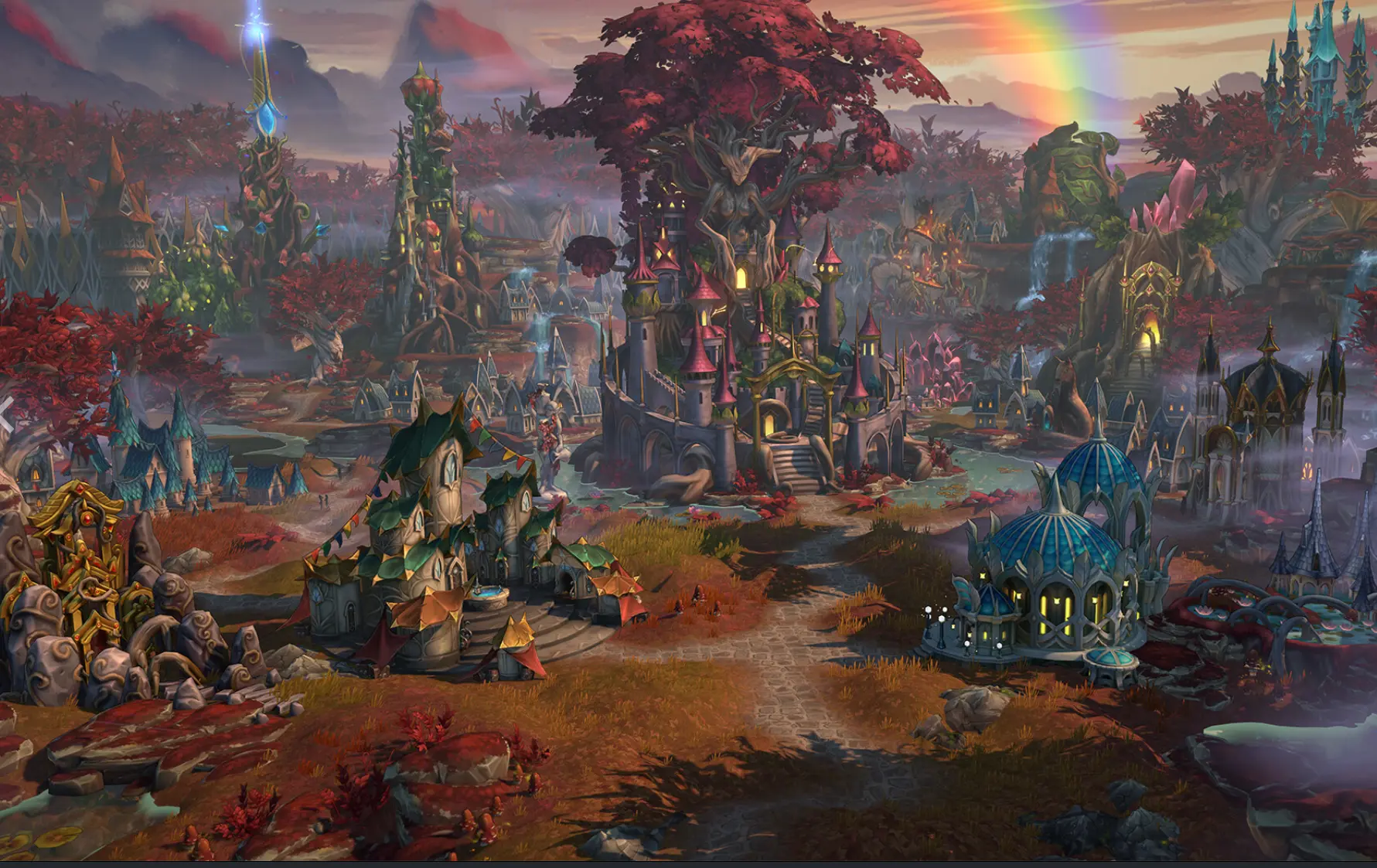 Heroes of Might and Magic Olden Era carte d'aventure avec villes de factions et arc-en-ciel