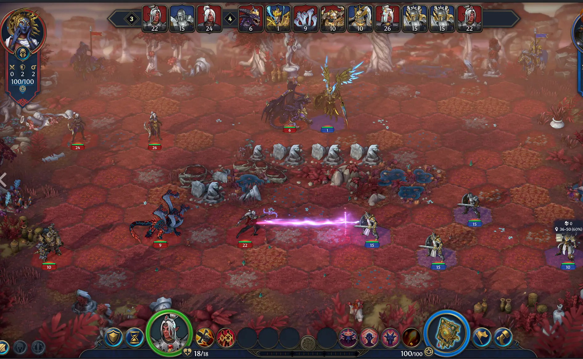 Heroes of Might and Magic Olden Era combat tactique avec effets de sorts