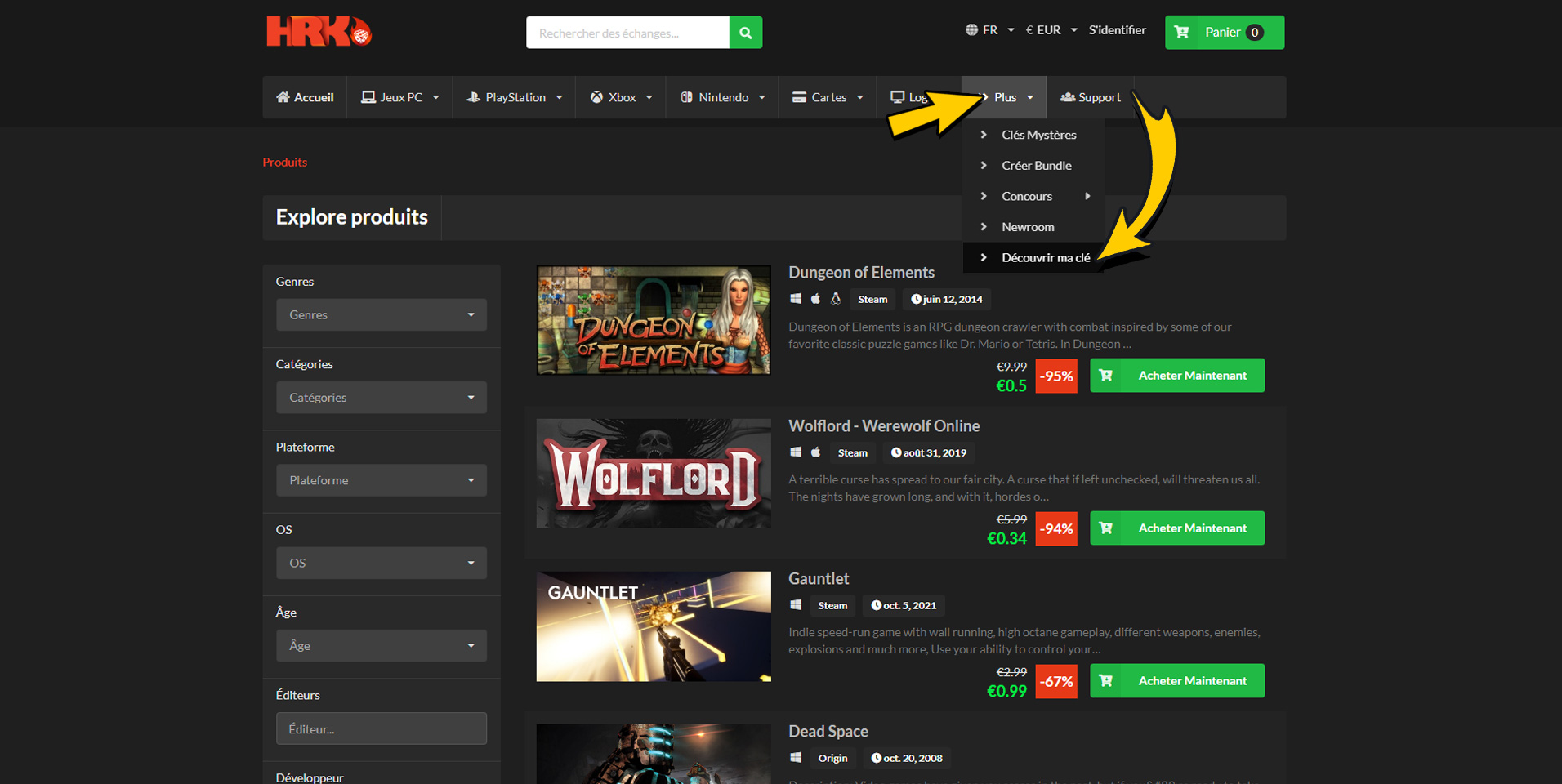 comment utiliser un code de réduction sur la HRK