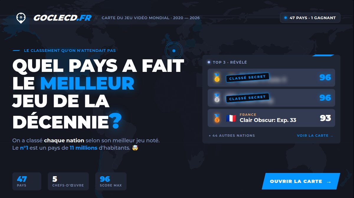 Carte gratuite 2026 : la France reine des jeux PC