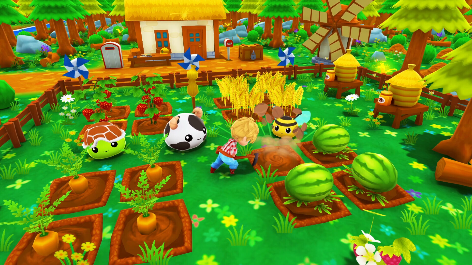 Vie de village Ova Magica et gameplay avec créatures blobs
