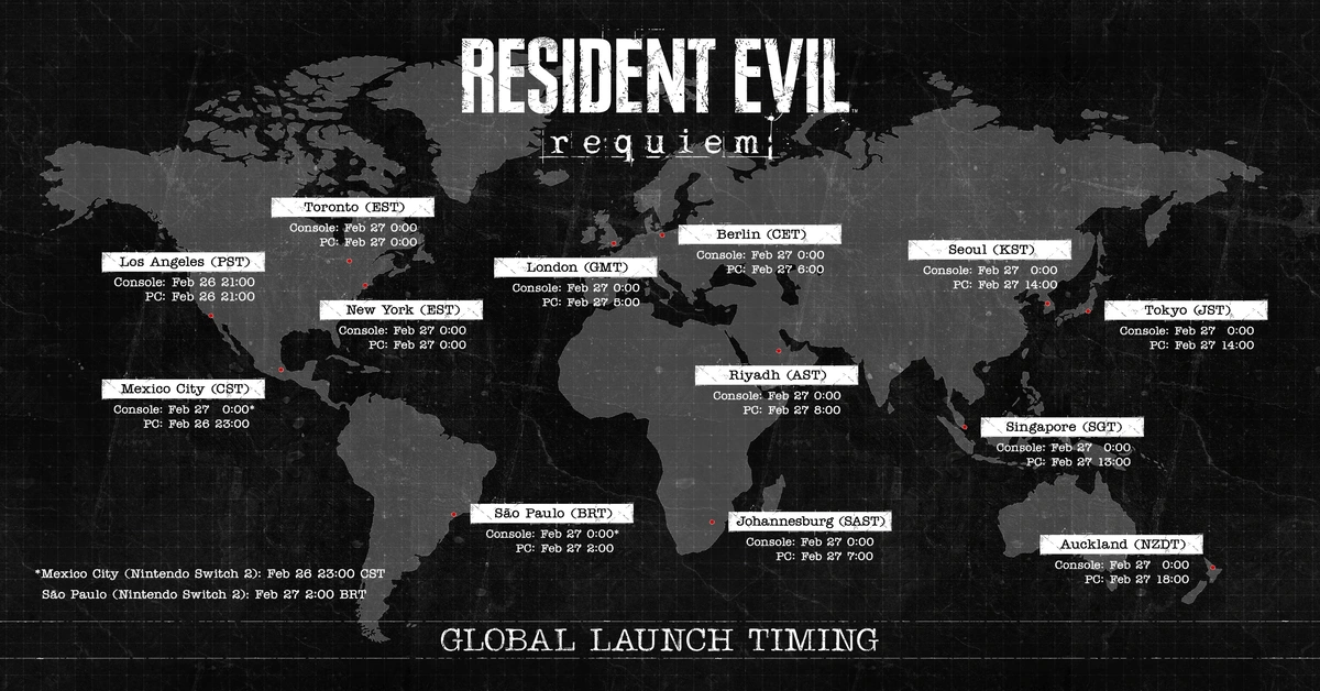 Resident Evil Requiem Launch Times