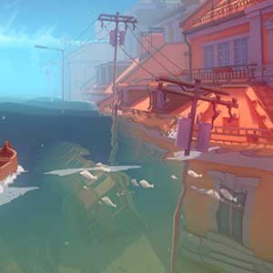 Kay drifts on a small boat