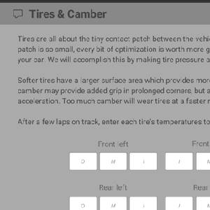Setup Developer Tool 2021 - Pneus et Carrossage