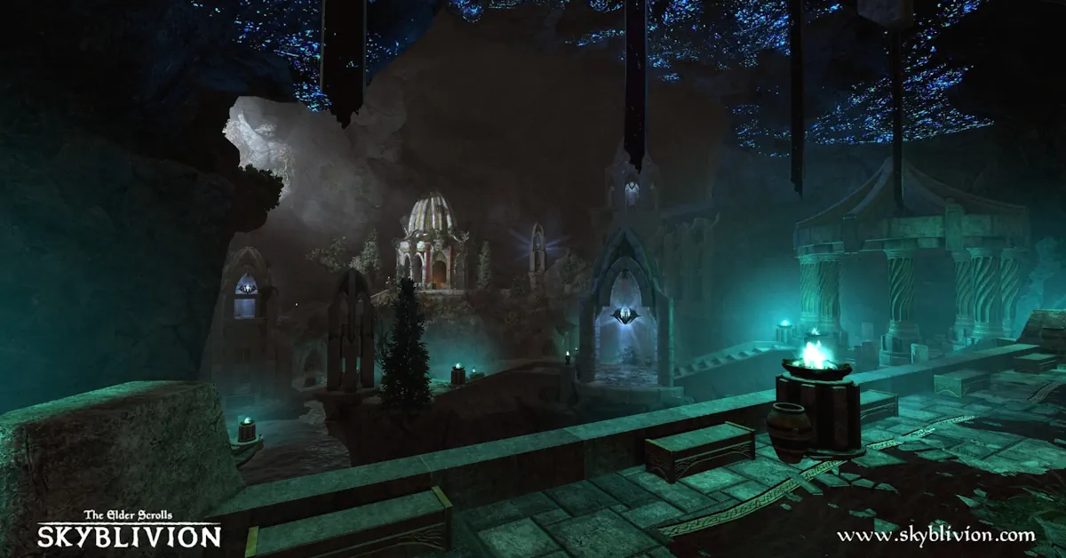 Le nouvel éclairage de Wendelbek transforme cette ruine ayléide autrefois familière en un donjon véritablement inquiétant dans Skyblivion