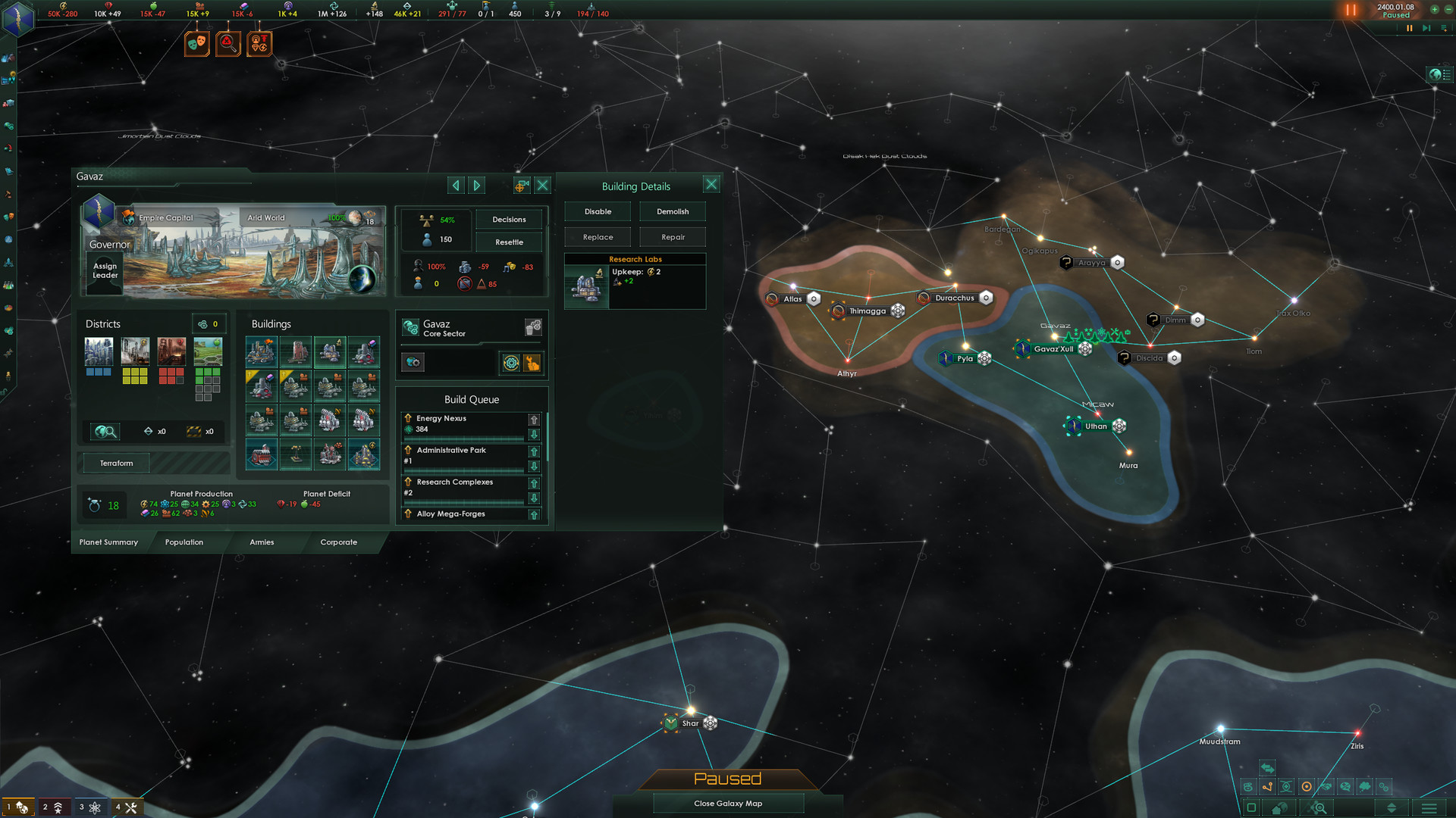 Scène galactique Stellaris pour l'actualité extension Nomads