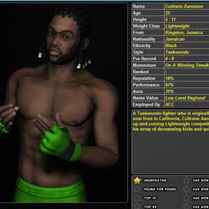 Profil d'un combattant du Monde des arts martiaux mixtes